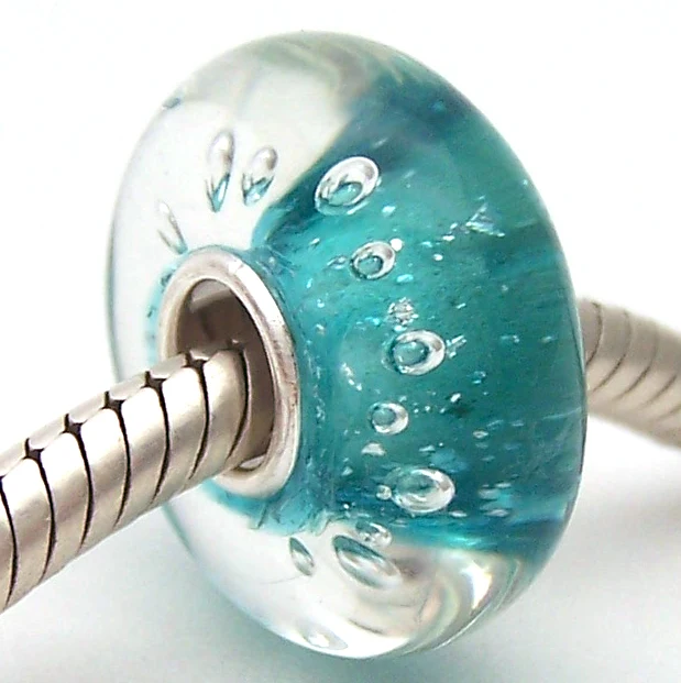

PJG1529 100% S925 Sterling Silver Beads Murano Glass beads Fit European Charms Bracelet charms diy jewelry Lampwork GlassBeads