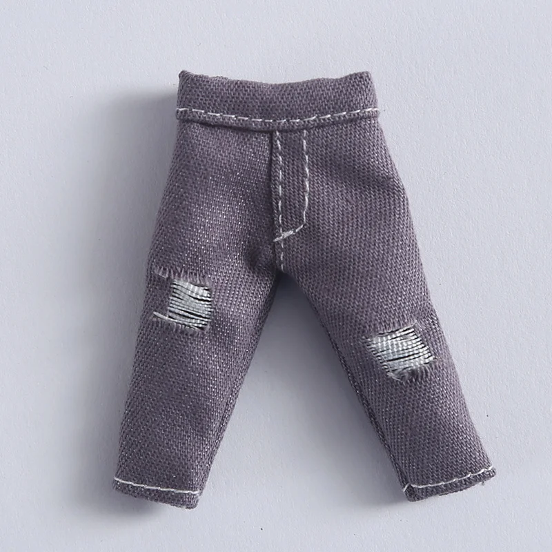 2 only trousers Ob11/одежда для малышей 1/12 г. BJD одежда для малышей красивые рваные джинсы с бантиком и поросенком GSC, простая Одежда для кукол P9 штаны, аксессуары для кукол - Цвет: 2 only trousers