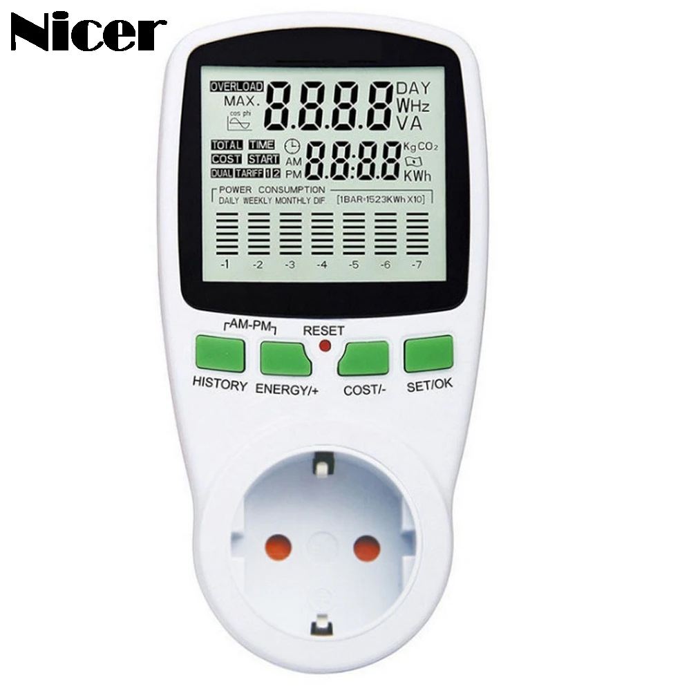

Digital Wattmeter Power Energy Meter Smart Power Meter Socket Watt Meter AC EU/US/UK/AU Plug Power Analyzer Medidor De Energia
