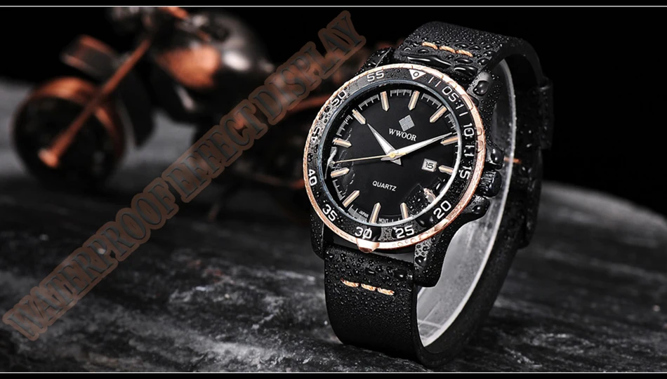 WWOOR часы мужские Топ люксовый бренд модные мужские часы кожа Relojes Hombre кварцевые часы мужские часы водонепроницаемые Montre Homme