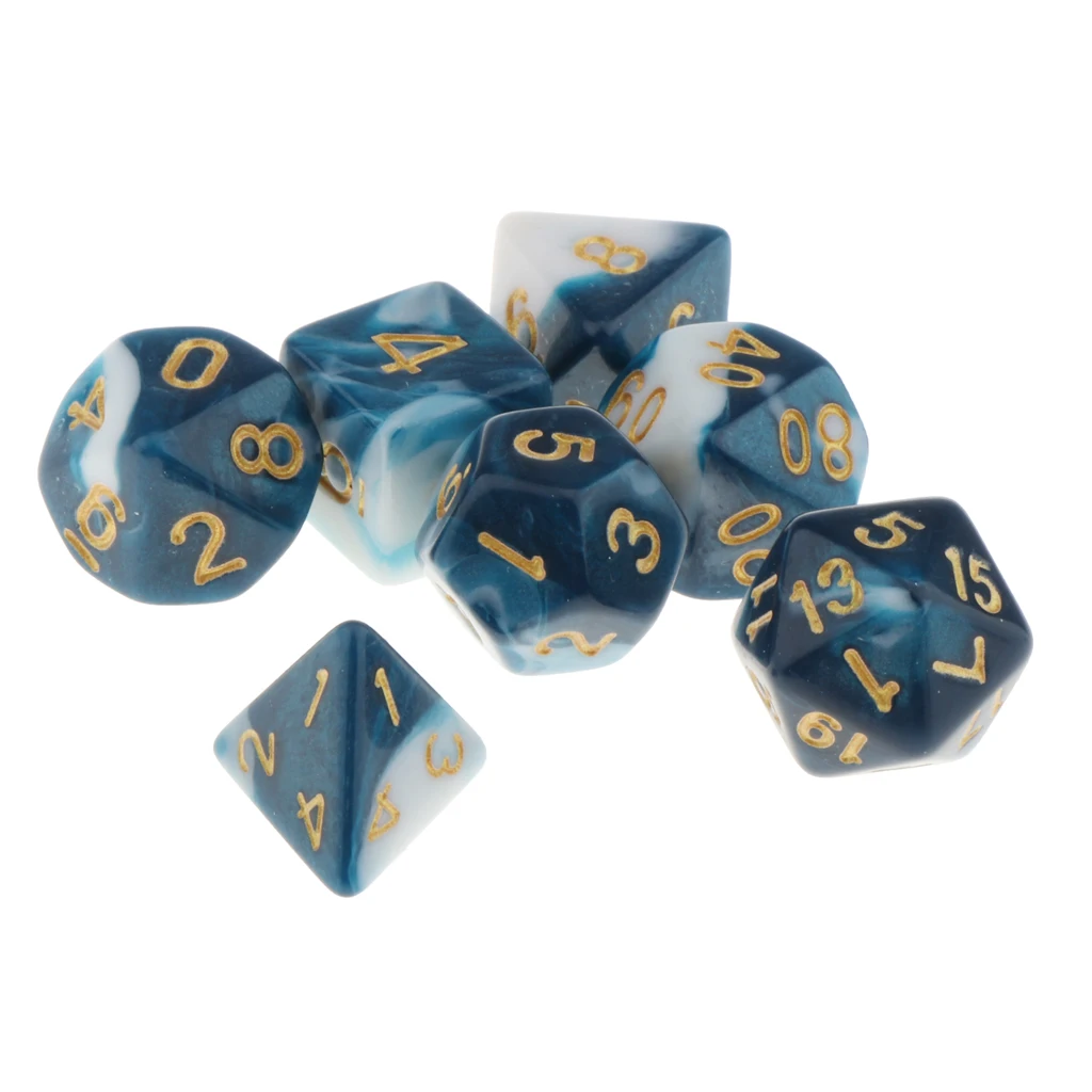 Pack of 7 Polyhedral Dices Table Board Games Party KTV for Dungeon and Dragons Polyhedral Dice Games DND Dice Set Kids Math Toys