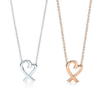 

TTFF New High Quality 100% S925 Sterling Silver Fashion Heart Pendant Necklace Natural All-match Jewelry Free Package Mail