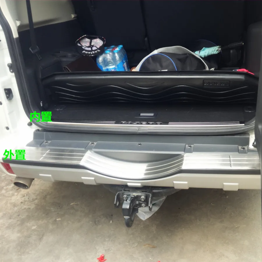 

304 stainless steel Internal + external Rear bumper Protector Sill for 2016 Mitsubishi Pajero V93 V97 Car styling