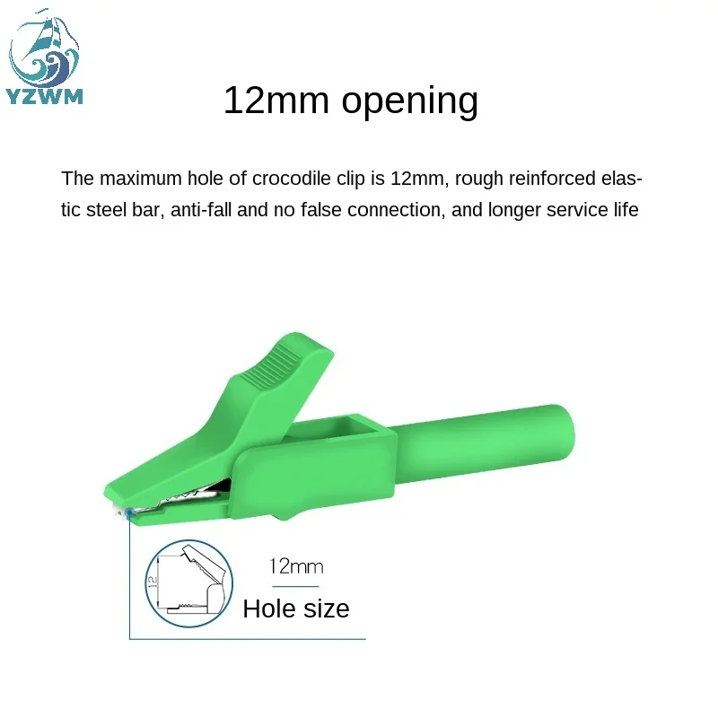 12mm Open Hole Copper High Current Fully Insulated Alligator Clip 15A / 300V Needs To Insert 4mm Banana Plug Connector alligator clips,test clip,test hooks clips