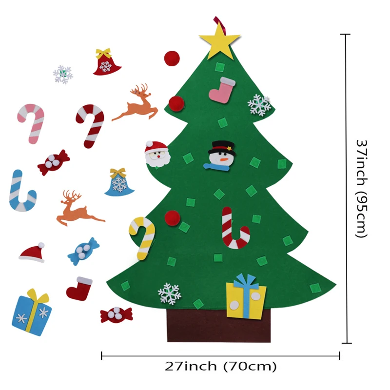 DIY Felt Tree OurWarm DIY войлочная Рождественская елка с мешочком, блестящие украшения, новогодние подарки, детские игрушки, искусственное дерево, настенный Рождественский Декор - Цвет: DIY Felt Tree