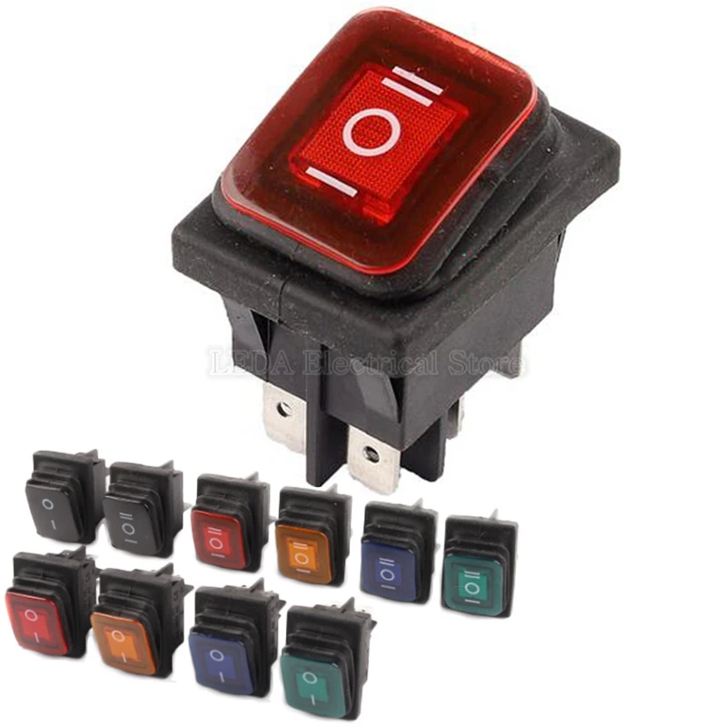 

1PCS KCD4 Waterproof Rocker Switch ON OFF ON 4 Pins / 6 Pins Electrical equipment With Light Power Switch 16A 250VAC/ 20A 125VAC