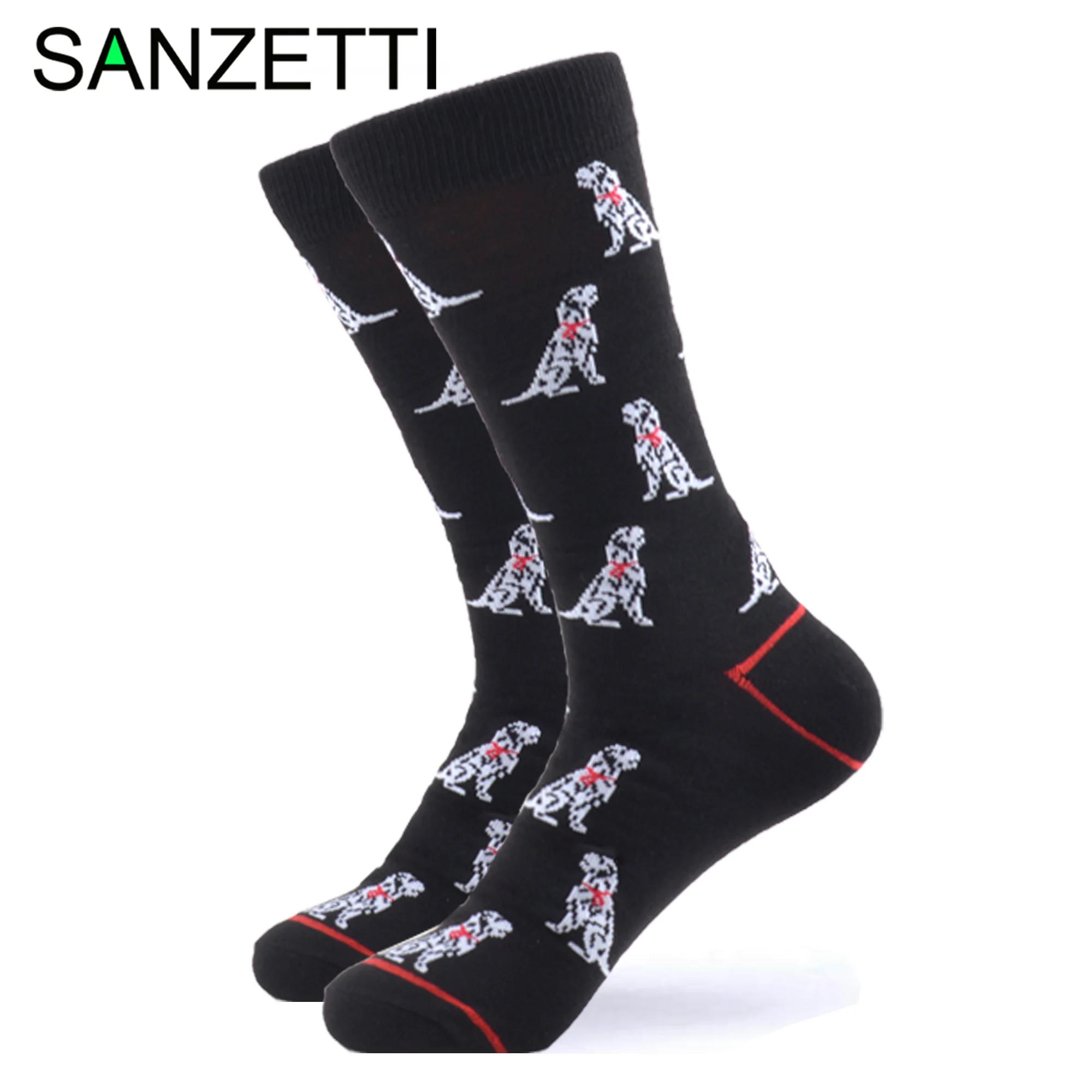 

SANZETTI 1 Pair New Happy Socks High Quality Gift Men's Colorful Combed Cotton Funny Animal Slippers Gift Wedding Dress Socks