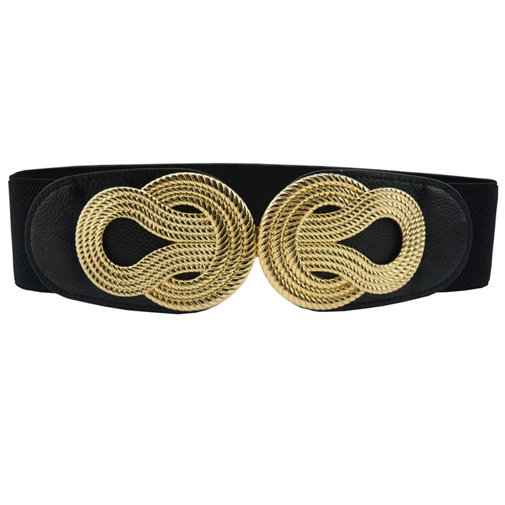 Knot-Black Женские винтажные узелки пряжки эластичный пояс из искусственной кожи тянущиеся платья Пояс - Цвет: Knot-Black