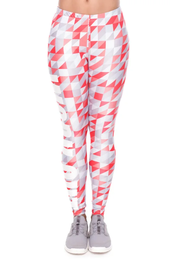 Geometric plaid European and American printed nine minute pants high-waisted sport large size leggings for women
