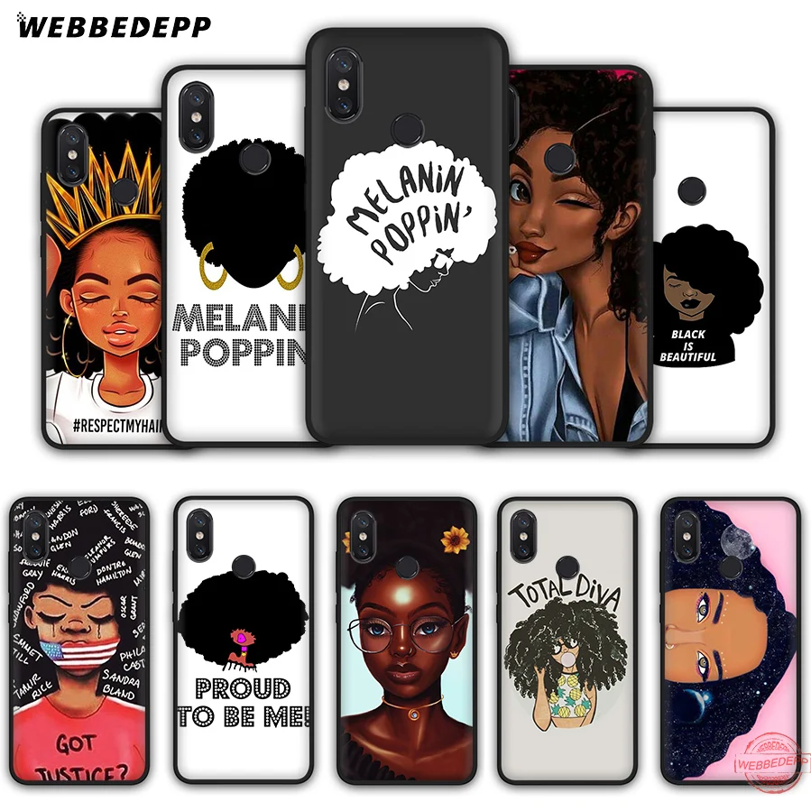 WEBBEDEPP MELANIN POPPIN Black Gir Soft Case for Xiaomi Mi A3 9 9T 10 Lite CC9E Max 3 Redmi 7A K20 Pro K30 X2 | Мобильные телефоны