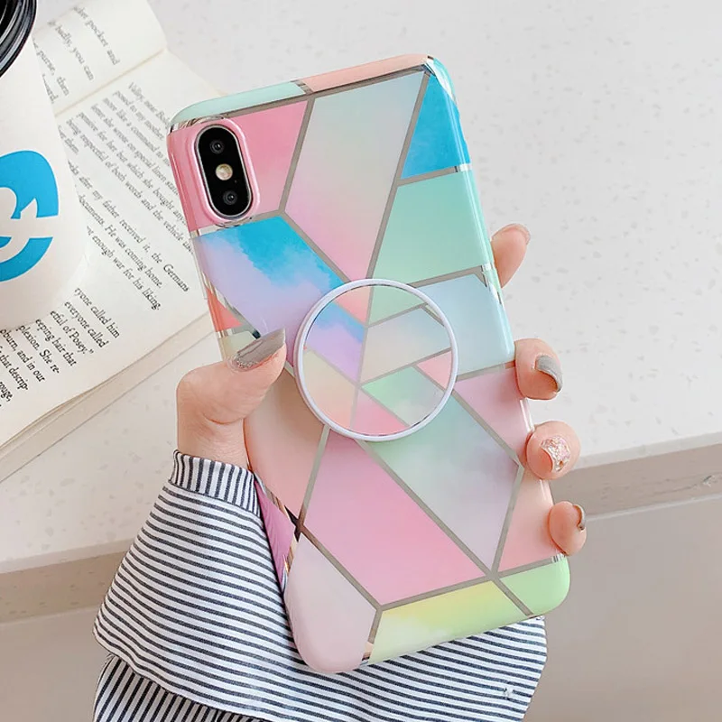 FLYKYLIN подставка для держателя для huawei P20 Lite P30 Pro задняя крышка на iphone 11 Pro Max marble Art IMD силиконовый чехол для телефона - Цвет: 0835A