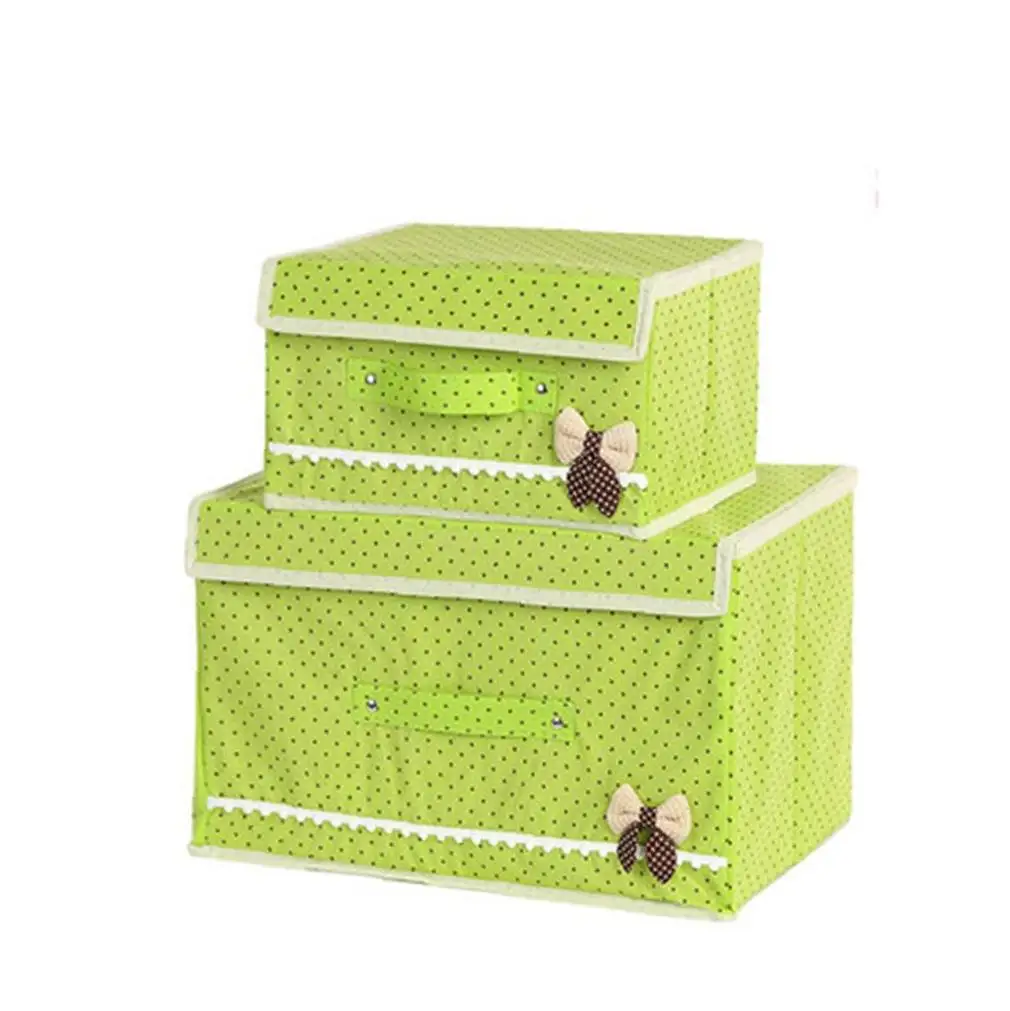 

2pcs/set Cute Bow Tie Home Storage Boxes Bins Organization Closet Underwear Organizer Box