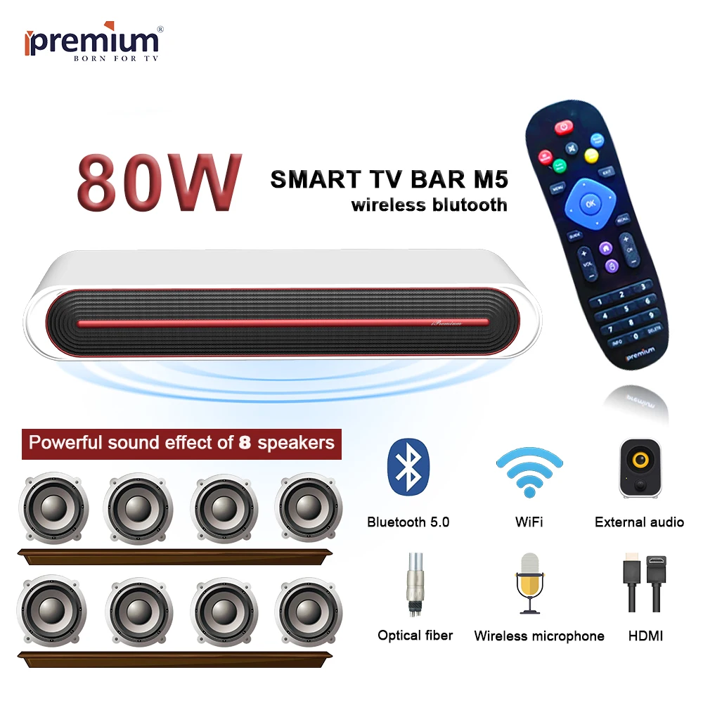 Умная ТВ-панель Ipremium 80 Вт Dolby 5 1 Встроенный 4K потоковый медиаплеер - Цена: 36 547,83 руб.
