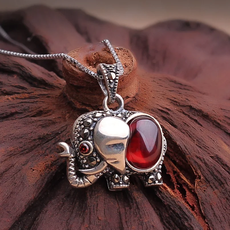 Винтажная подвеска в виде слона из серебра 925 пробы с цепочкой коробке|garnet