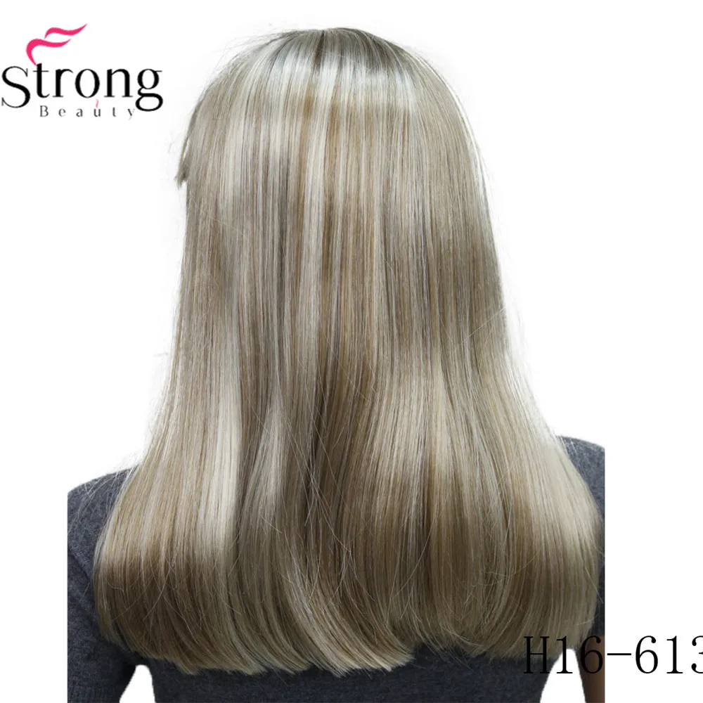 StrongBeauty Женские синтетические парики волосы черный/Блонд длинные прямые аккуратная челка стиль Natura парик волосы - Цвет: H16-613
