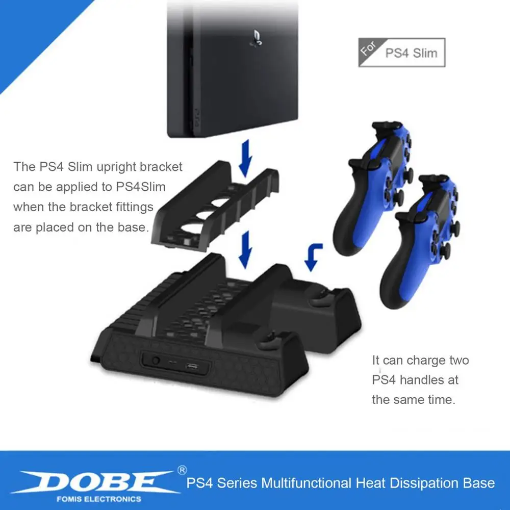 Вертикальная подставка с охлаждающим вентилятором для PS4/PS4 Slim/PS4 Pro зарядная