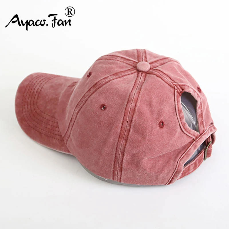 Women Hollow Out Ponytail Baseball Cap Washing Hats Denim Hunting Sunhat Cotton Outdoor Sports Simple Vintag Visor Casual Cap baseball cap sun hat