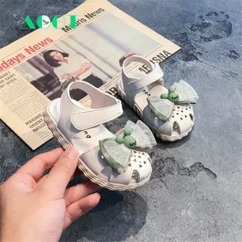 

AOGT 2020 New Baby Sandals for Girls Cute Bow Princess Toddler Sandals Closed Toe Non-slip Soft Bottom Summer Girl Infant Shoes