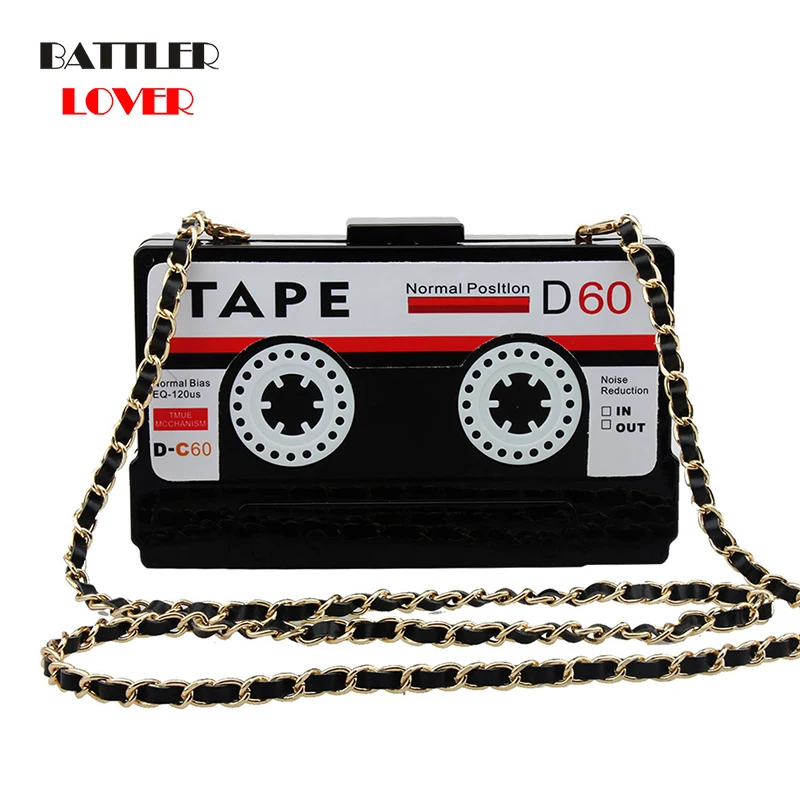 Acrylic Handbag for Women Tape Cassettes Design Evening Clutch Bag Hard Box High-end Crossbody Small Party Transparent Purse