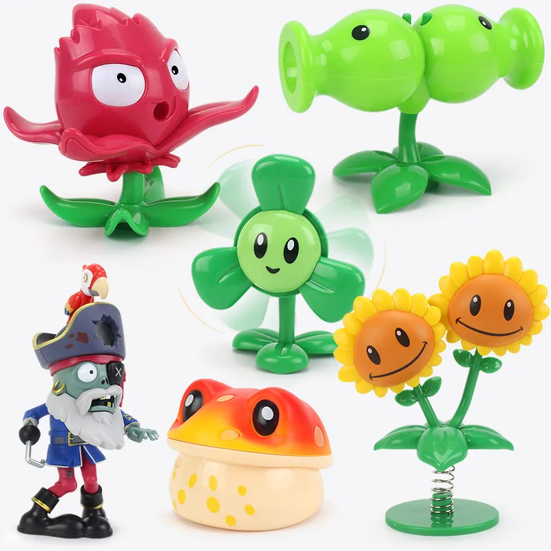 

Plants Vs Zombies Golden Toadstool Needle Flower Pea Shooter Grass Twin Sunflower Set Pvc Action Figure Model Toy Gift For Boy