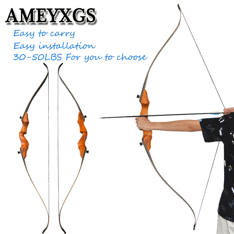 

Archery 60inch Recurve Bow 30-50lbs High Density Technology Wood Long Bow Sports Game Training Profession Shooting Hunting