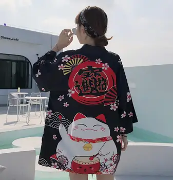 

Japanese Style Samurai Kimono Streetwear Summer Women Cardigan Japan Harajuku Anime Robe Anime Clothes
