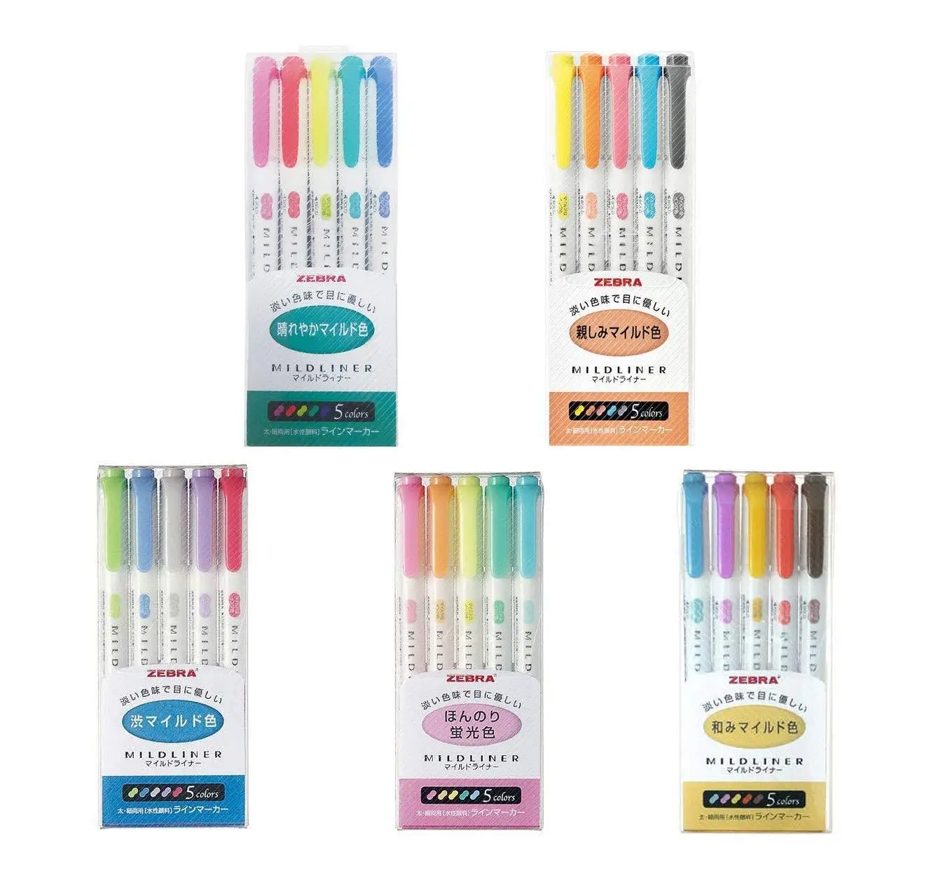 Japanese Zebra 25 Colors 5 Types Mildliner Double-Sided Highlighter Pen Set Fluorescent Marker Graffiti Mark Art Supplies
