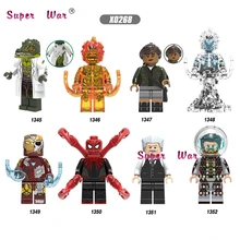 Одиночный фильм Marvel Lizard четыре Elementals Fire Wind Jonah MJ SpiderMan Mysterio IronMan вдали от дома Строительные кубики, детские игрушки