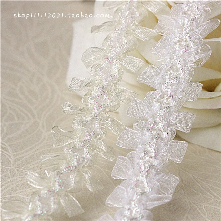 

2Meters 2.2cm White Snow Yarn Lace Ribbon Fabric DIY Hand Stitching Fabric Window Edge Lace Applique