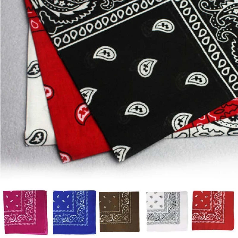 Square Scarf Unisex Hip Hop Black Bandana Kerchief Fashion Street Dance Riding Wrist Wraps Head Square Scarves Print Handchief