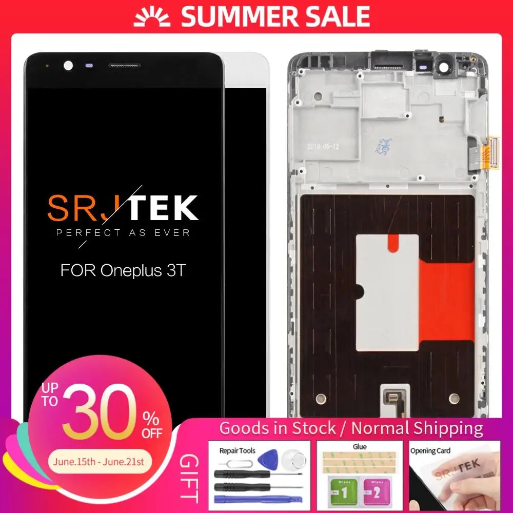 Оригинальный дисплей AMOLED для OnePlus 3 сенсорный ЖК-экран с рамкой Oneplus сменный