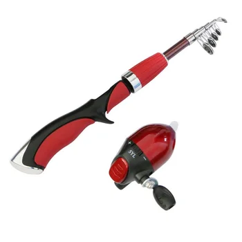 

1.4M Retractable Mini Portable 6-section Telescopic Fishing Rod Fiberglass Fishing Pole Sea Fishing Spinning Rod Red/Blue New