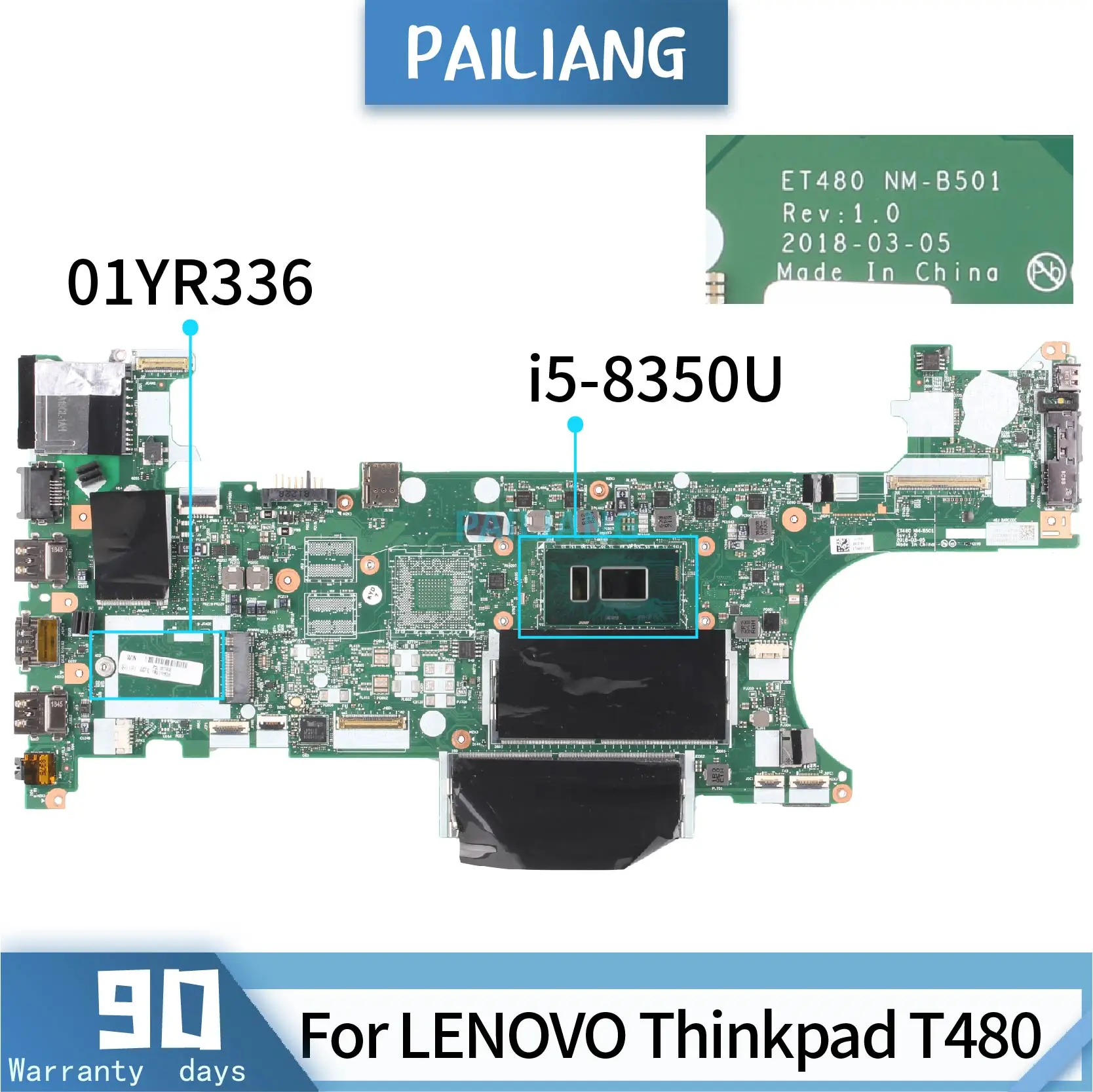 

PAILIANG материнская плата для ноутбука LENOVO Thinkpad T480 01YR336 NM-B501 Материнская плата Core SR3L9 i5-8350U протестирована DDR3