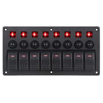 

Car 8-Row Switch Ignition 3-Pin Waterproof Toggle Rocker Switch Panel 12V/24V Circuit Breaker LED Indicator
