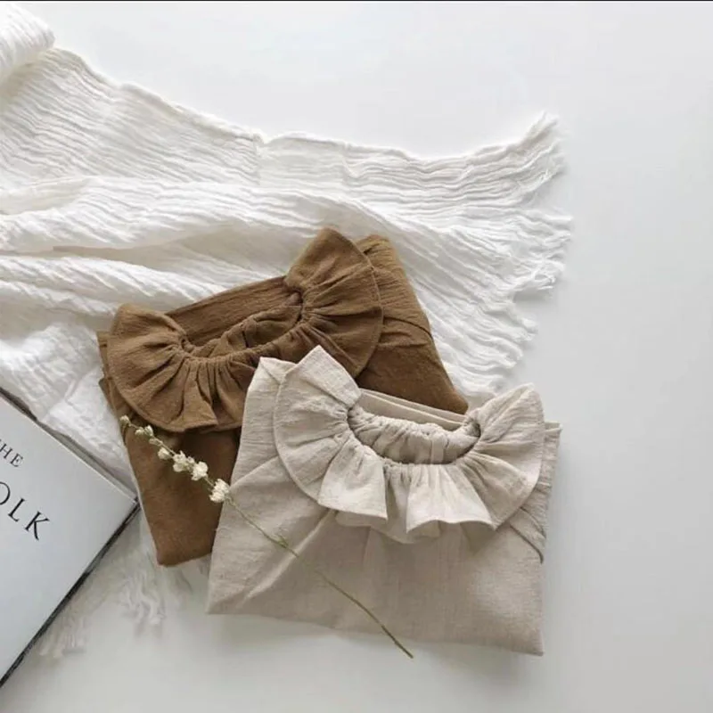 Inverno da Criança Crianças de Linho Coreano Bebê Menina Plissado Blusa Outono Meninas Manga Longa Topos Básico Macio Criança Coréia Topo 2020 2 básico blusa crianças de linho macio topos criança coréia topo