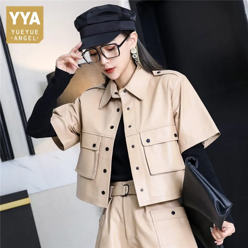 Short Sleeve Jackets Korean Slim Cargo 
