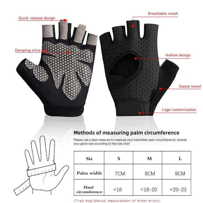 Coolfit Breathable Fitness Gloves Weight Lifting For Heavy Exercise Sport Gym Gloves Women Body Building Non-Slip Half Finger 6