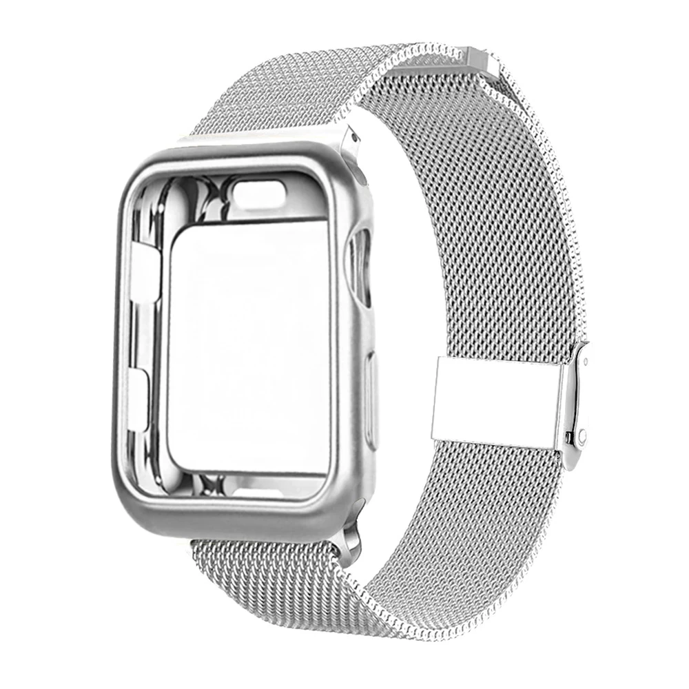 Ремешок и чехол из нержавеющей стали для Apple Watch Band 44 мм 40 38 42 металлический