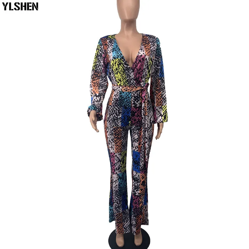 African Print Dresses For Women Sexy V-neck Jumpsuit African Clothes Africa Dress Dashiki Ankara Style Plus Size Africa Clothing 08