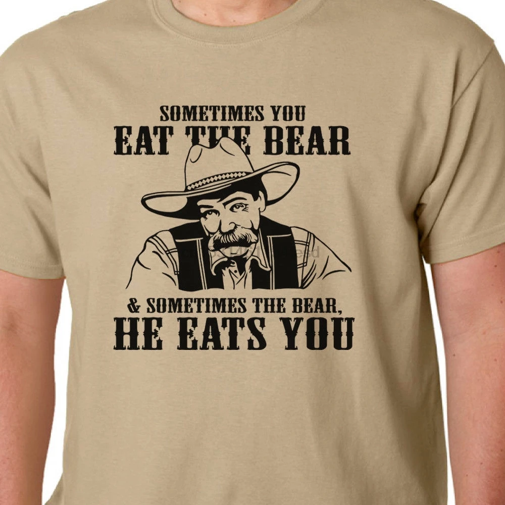 New Men T Shirt Fashion Popular Style Man Big Lebowski - SOMETIMES YOU EAT THE BEAR (BAR) Quote CULT FILM COEN | Мужская одежда