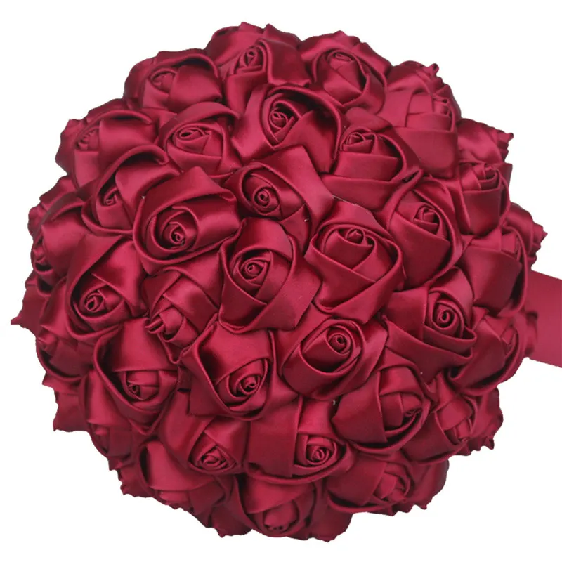 Самые дешевые свадебные цветы красная шелковая Роза свадебные букеты невесты Свадебный букет атласный держащий цветок для свадьбы W223