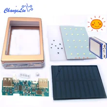 5V 1A 2.1A Солнечный Мощность банка печатная плата модуля+ на солнечных батареях+ Корпус чехол+ светодиодный светильник 18650 Литий Батарея DIY Наборы гаджет