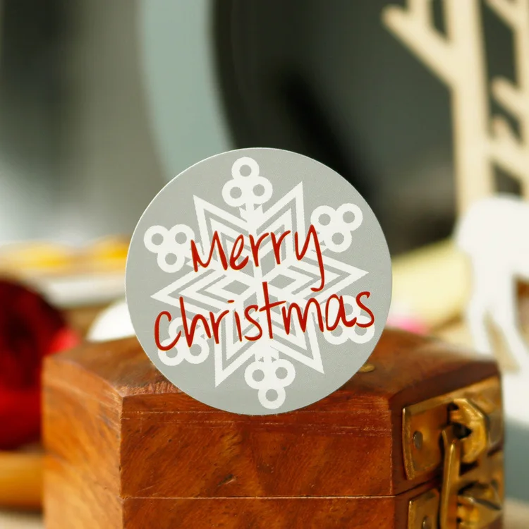 120 шт снежинка Круглая Бумажная наклейка Merry Christmas серебряная печать наклейка DIY бумажная этикетка Детские Канцелярские принадлежности альбом для вырезок Декор Наклейка s