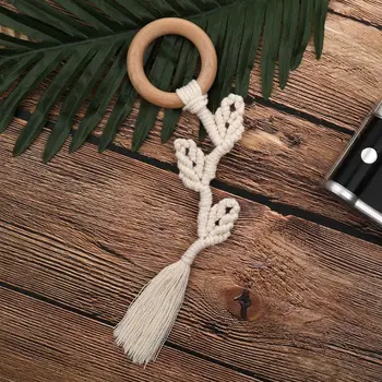 

Baby Teether Kid Safe Natural Wooden Ring Toddle Hand Weave Teething Chew Toys 57BF