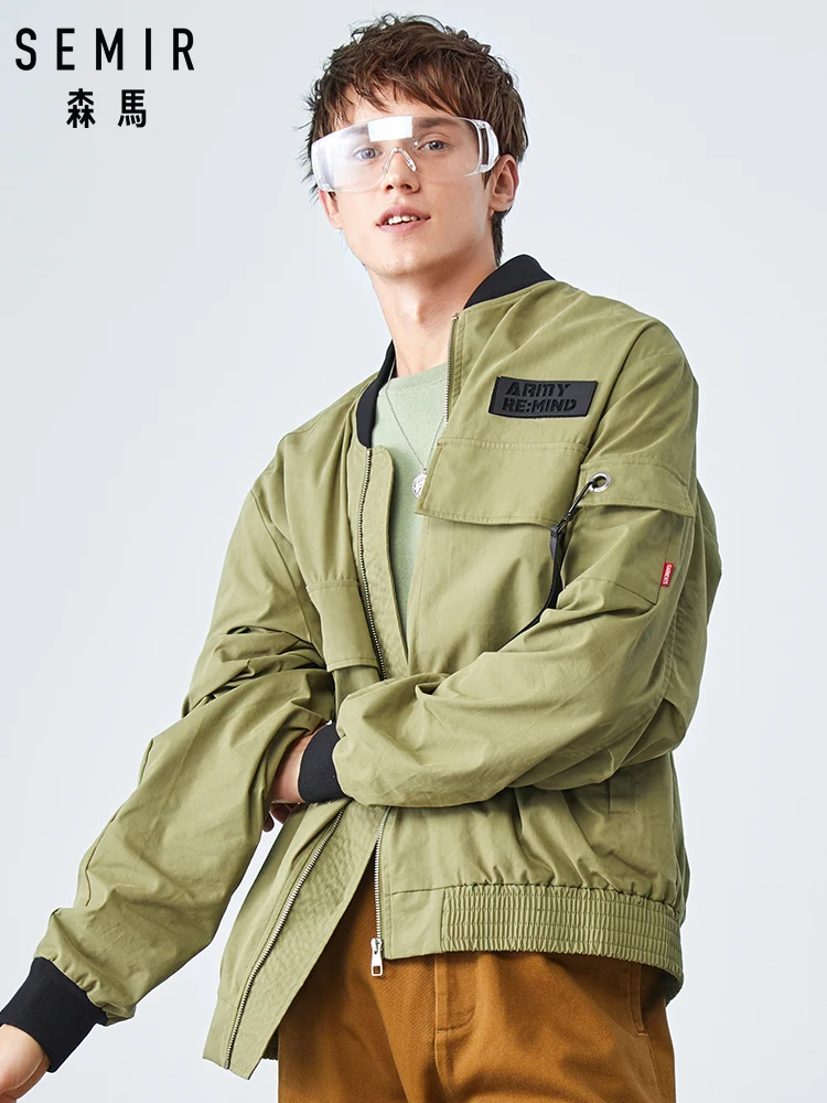 Куртка SEMIR Мужская демисезонная Бейсбольный воротник имитация ленты свободная