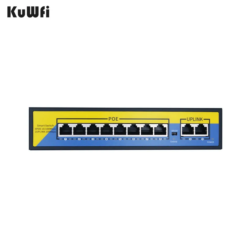 Коммутатор POE 100/1000 Мбит/с Ethernet коммутатор 10 портов 48 В гигабитный коммутатор RJ45 концентратор 8 портов POE+ 2 порта связи расстояние 10-50 м