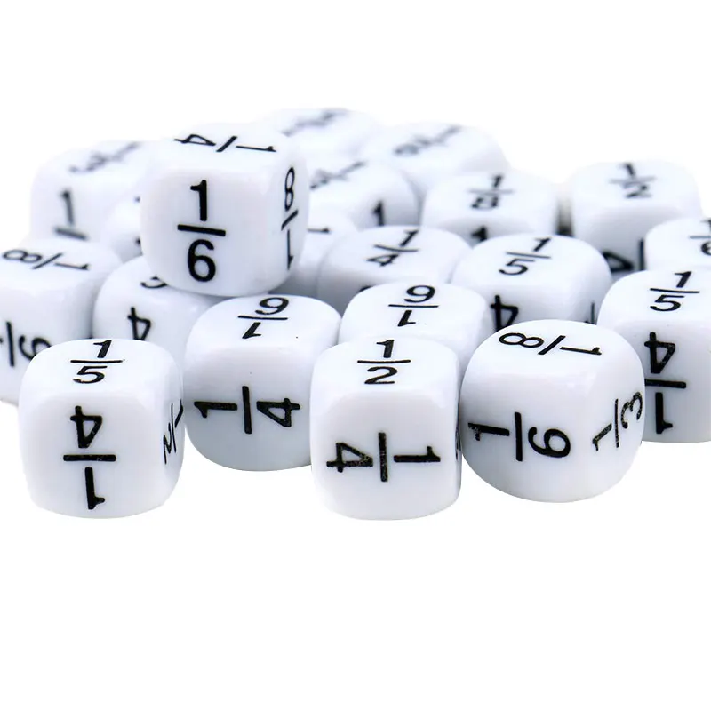 16*16mm Fraction Dice White Fractional Number Montessori Educational Kids Math Toys for Kids Games 10 Pcs/Lot 2