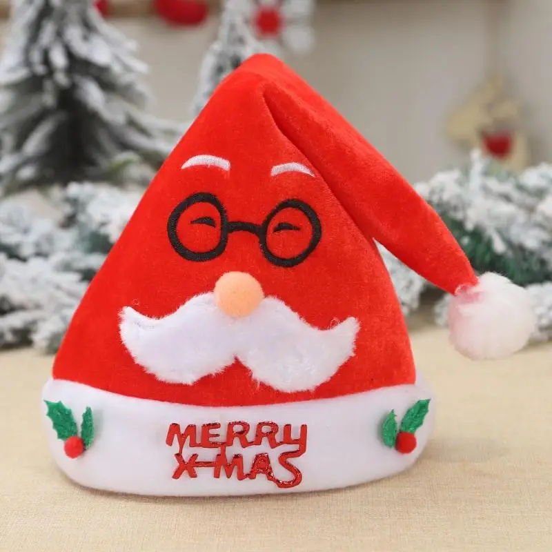 Soft Brushed Cloth Xmas Hat Cute Santa Claus Hat Antlers Warm Christmas Cap New Year Party Props Decorative Accessories