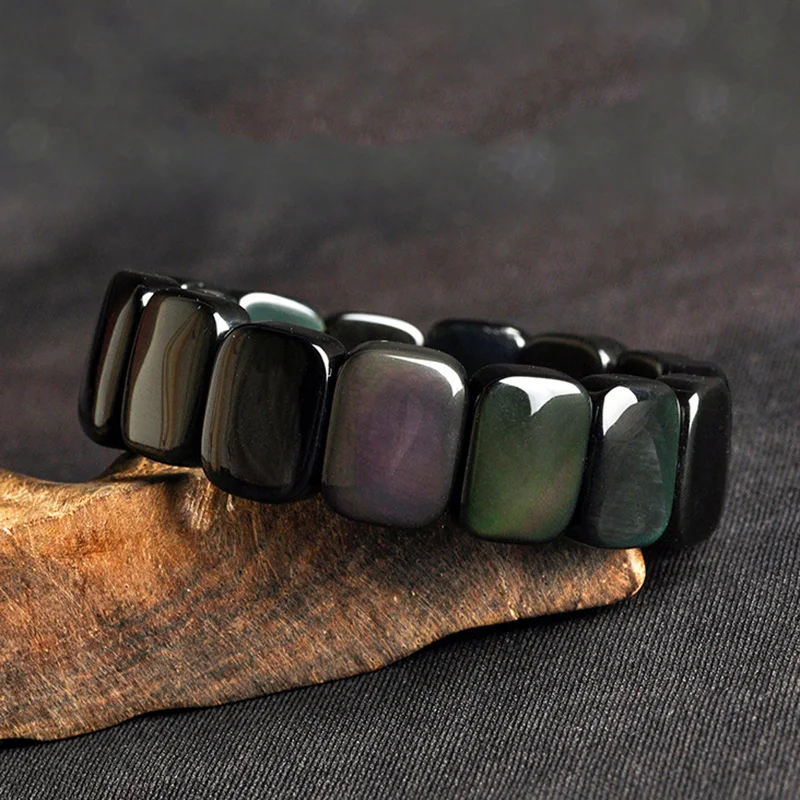 Natural Stone Bracelet Rainbow Obsidian Original Wrap Bracelet Bangles For Women Men Charms Gift Lucky Jewelry Wholesale