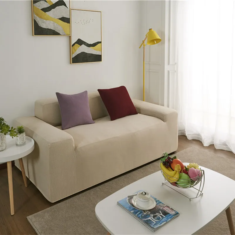 Водонепроницаемый чехлы для диванов сгущаться эластичный диван крышка жаккард плед диванную подушку Гостиная 1/2/3/4 местный диван-кровать - Цвет: Dark beige